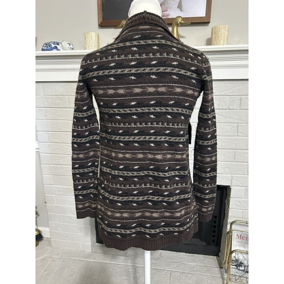 Alice + Olivia Sweater Womens XS Brown Wool Blend Crochet Knit Cardigan Aztec - Picture 4 of 6